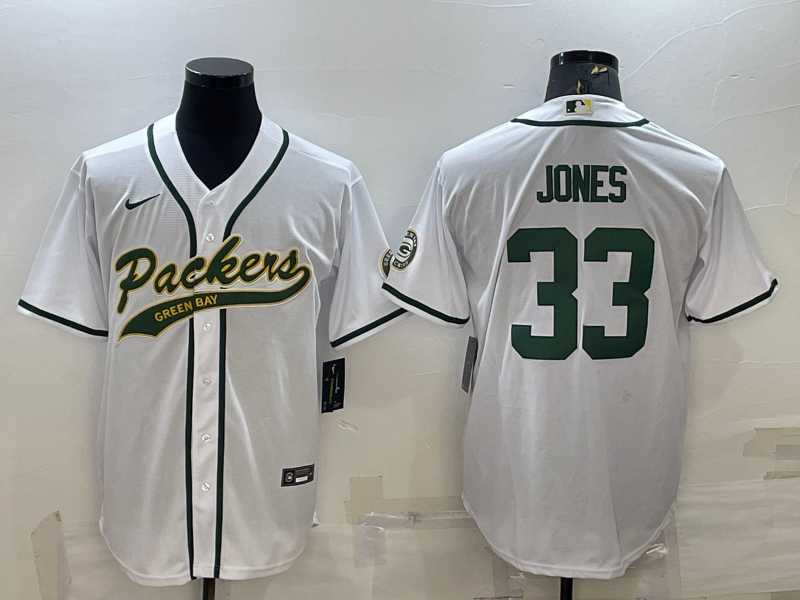 Men's Green Bay Packers #33 Aaron Jones White With Patch Cool Base Stitched Baseball Jersey,We sell and wholesale Men's Green Bay Packers #33 Aaron Jones White With Patch Cool Base Stitched Baseball Jersey on line form chian!